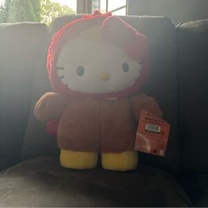 Hello Kitty Plush with Red Hood and Brown Body